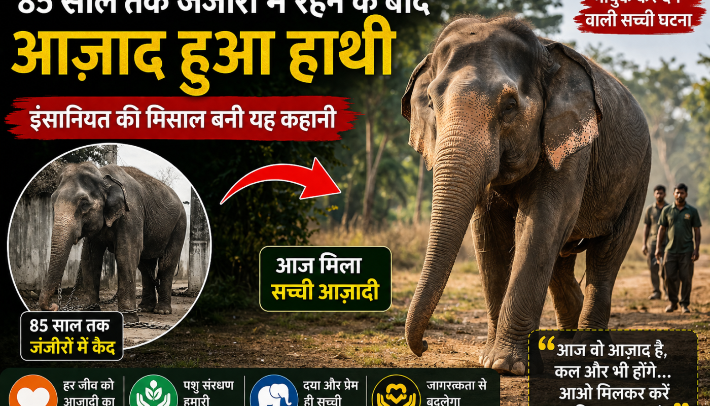 85 साल तक जंजीरों में रहने के बाद आज़ाद हुआ हाथी, जानिए पूरी कहानी